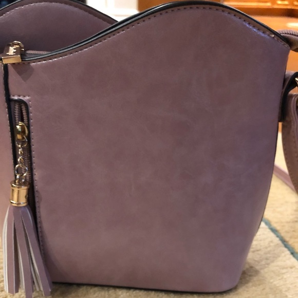 Mauve Crossbody Bag Tassel Accent - Picture 1 of 13